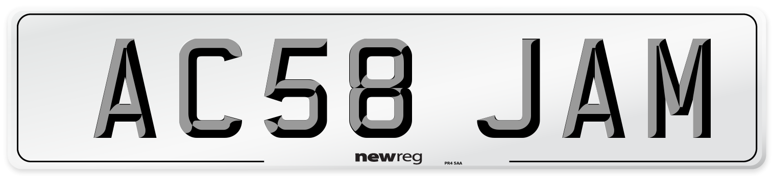 AC58 JAM Number Plate from New Reg